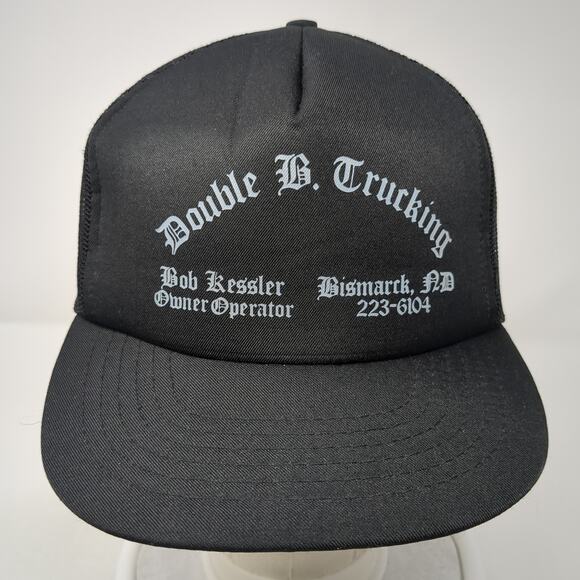 Double B. Trucking Snapback Trucker Hat Black One Size Adjustable Mesh Back Poly - Picture 2 of 9
